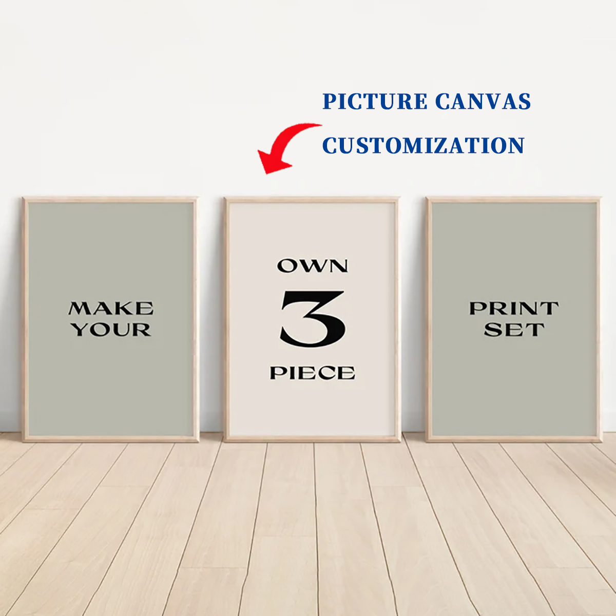 Pet Portrait Custom - โปสเตอร์ผ้าใบแบบกำหนดเอง 3 ชิ้น ไม่มีกรอบ สำหรับครอบครัว คู่รัก