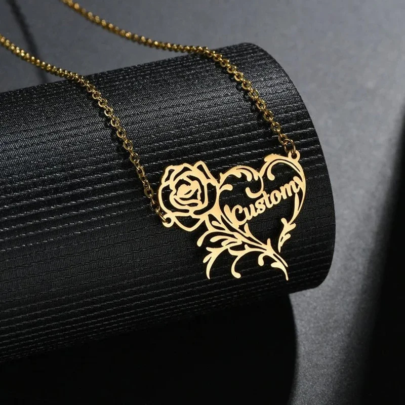 สร้อยคอจี้รูปหัวใจดอกกุหลาบทำจ - Birth Flower Necklace บทวิจารณ์และราคา