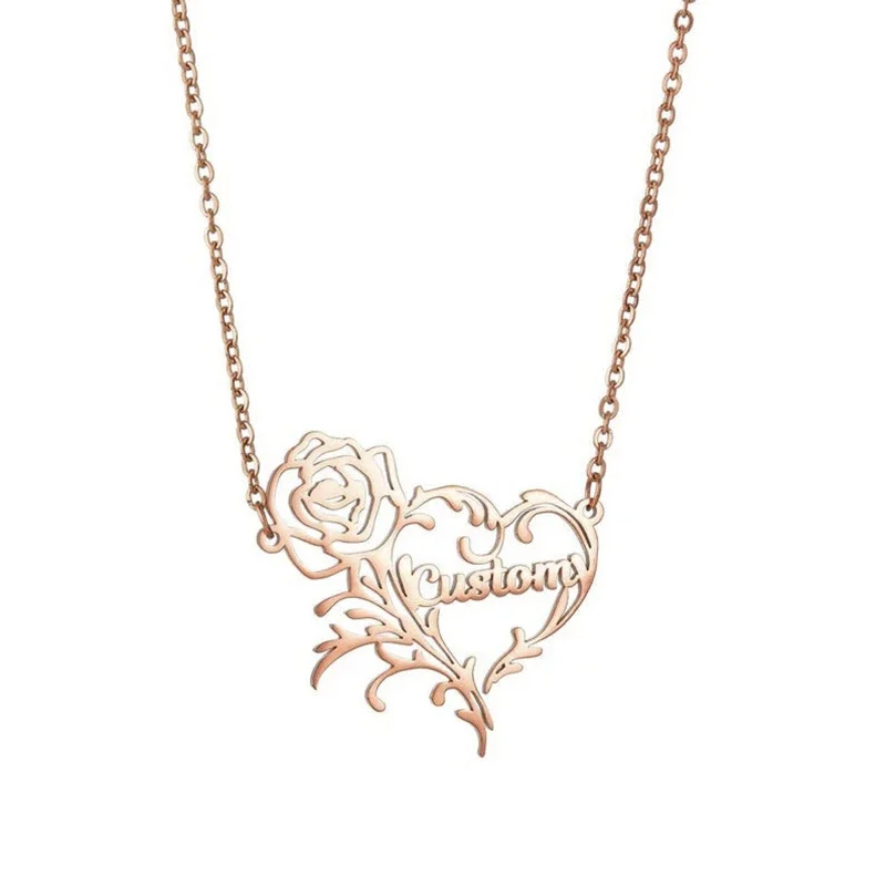 สร้อยคอจี้รูปหัวใจดอกกุหลาบทำจ - Birth Flower Necklace บทวิจารณ์และราคา